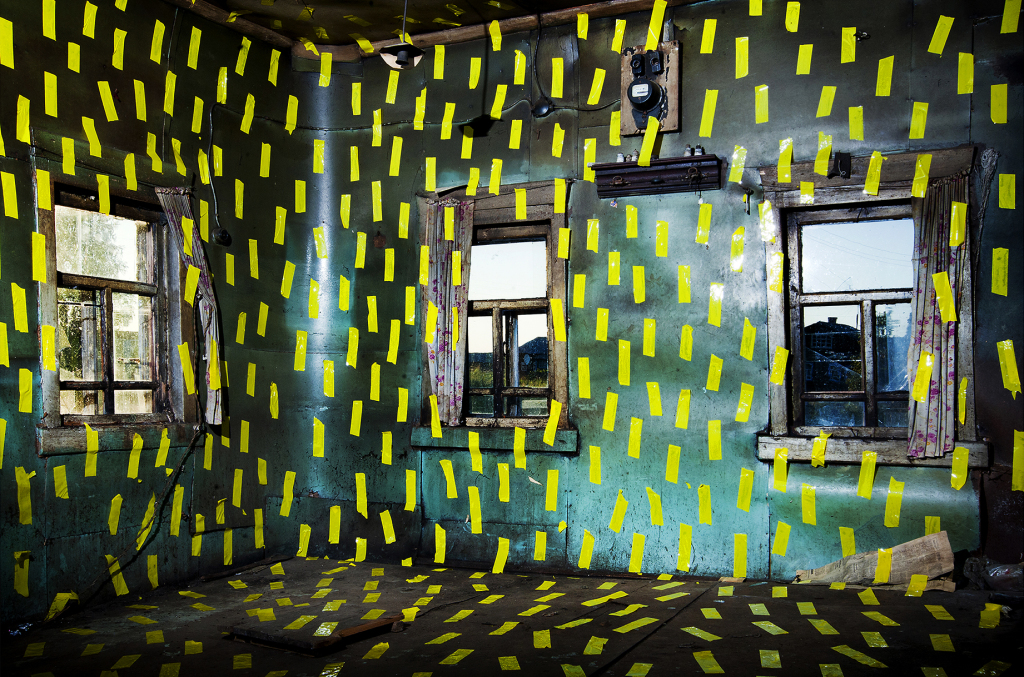 Igor Samolet. The north house interior with yellow lines 2014