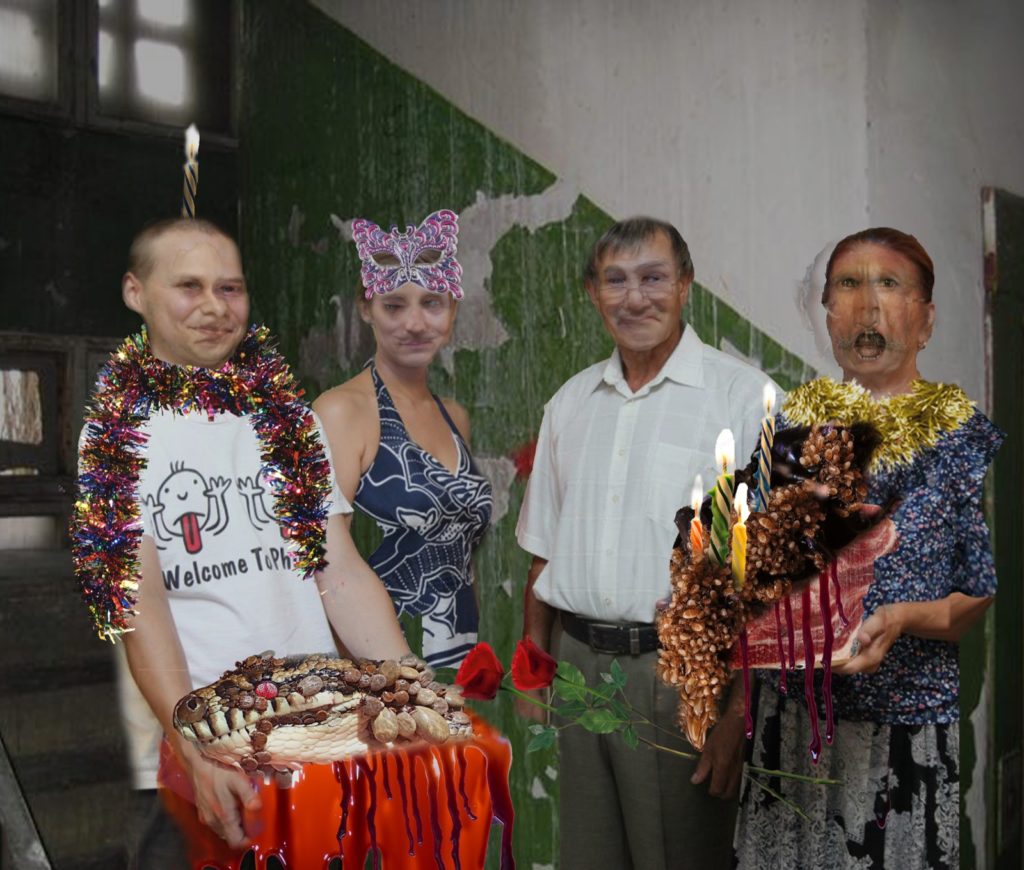 Vzakus’. New Year celebration with a cake. 25х30